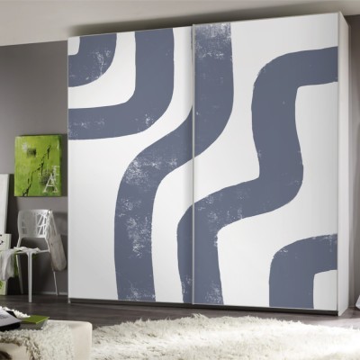 Μπλε γραμμές, Line Art, Αυτοκόλλητα ντουλάπας, 100 x 100 εκ. (45556)